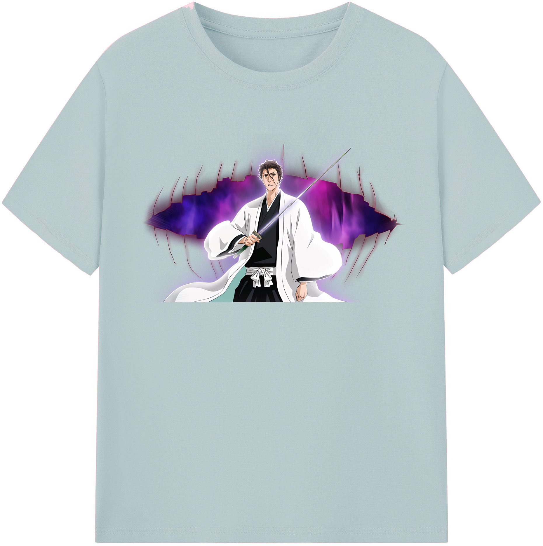 （画像用） ブリーチ 藍染 惣右介（あいぜん そうすけ） BLEACH Aizen Sousuke 綿100％半袖Tシャツ（フロントプリント）